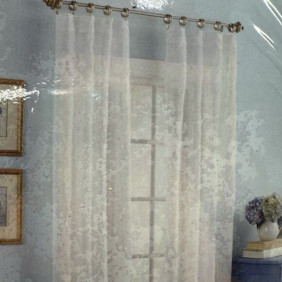 Set of 2 Better Homes&Gardens 38"x84" Sheer Panel White Embroidered Curtain Rod - Picture 4 of 5